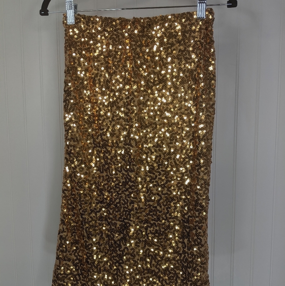 PRETTY GUIDE Gold Sequin Bodycon Pencil Skirt NWT Sz L - Picture 5 of 13
